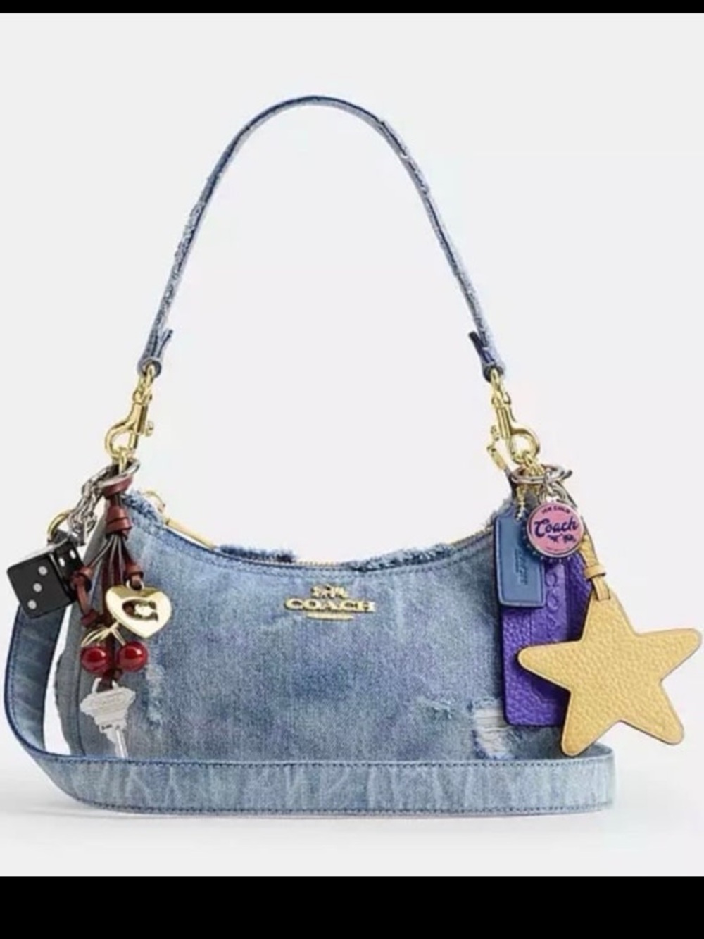 Coach Teri Crossbody Bag in Loved Denim with Charms NWT